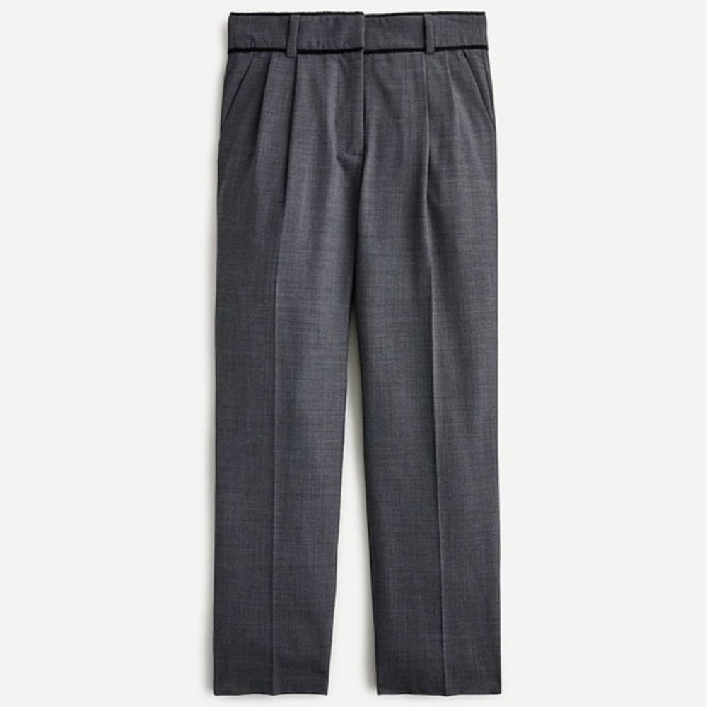 J.Crew Crochet-trimmed pleated trouser